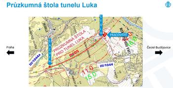 průzkumné štoly tunelů středočeské D3